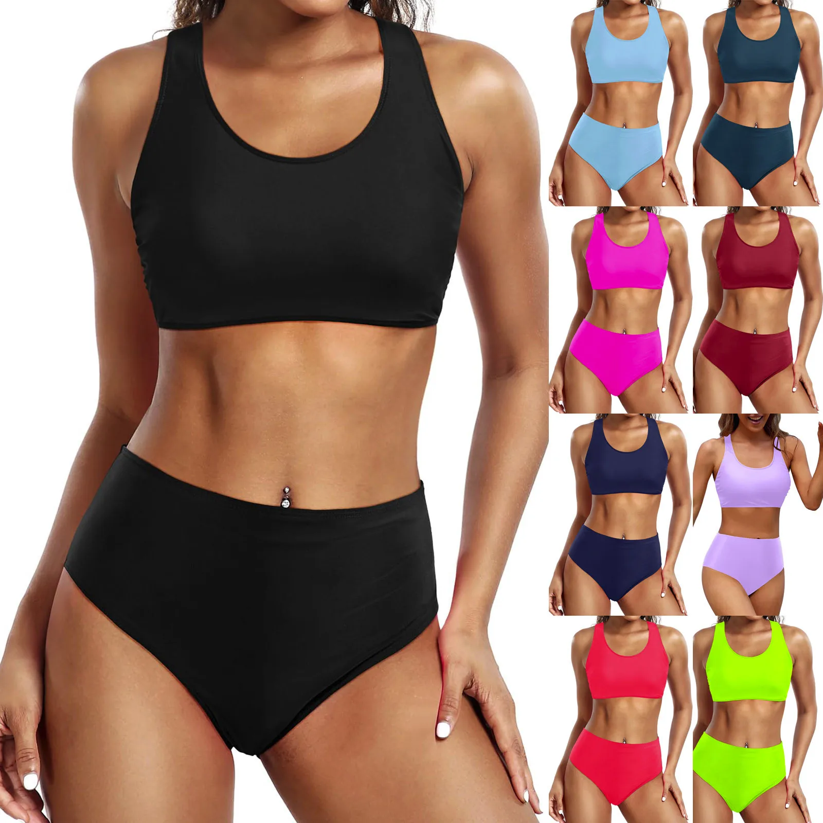 Sporty High-Waisted Tank Bikini Set - Image 5