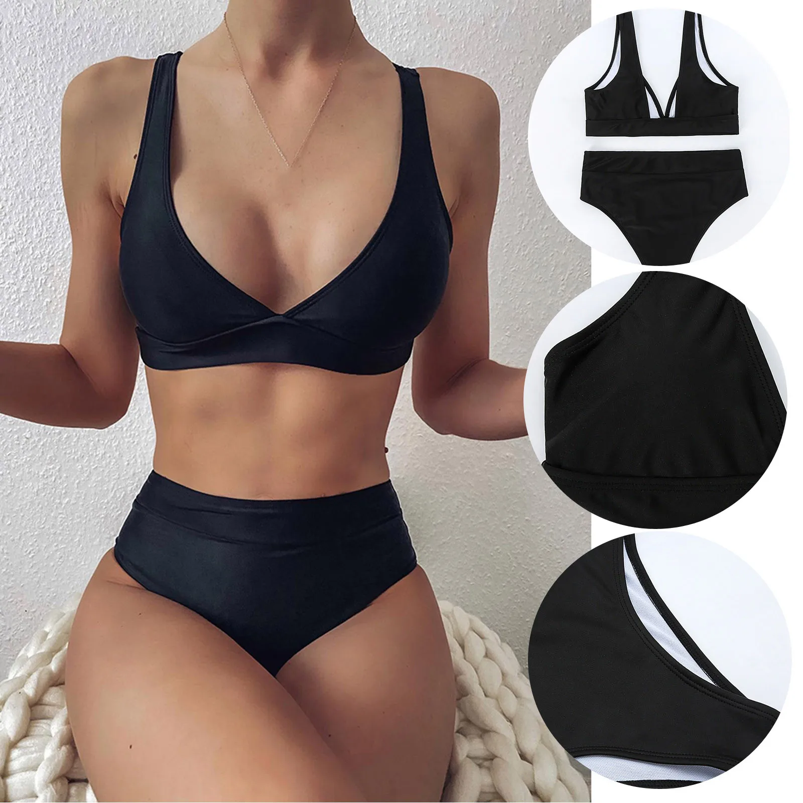Ruched High-Rise Push-Up Bikini Set - Image 2