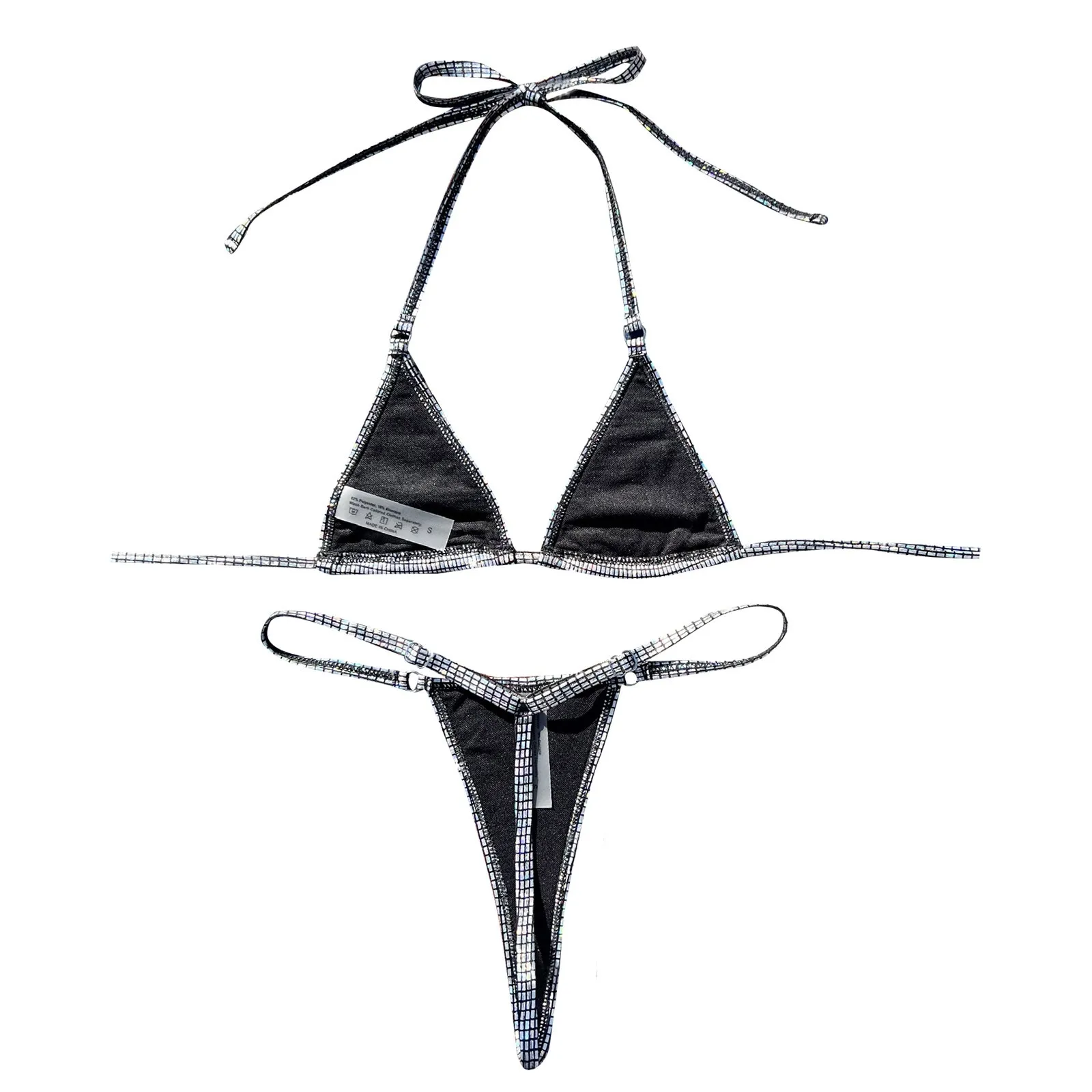 Glitter Silver Triangle Micro Bikini - Image 5