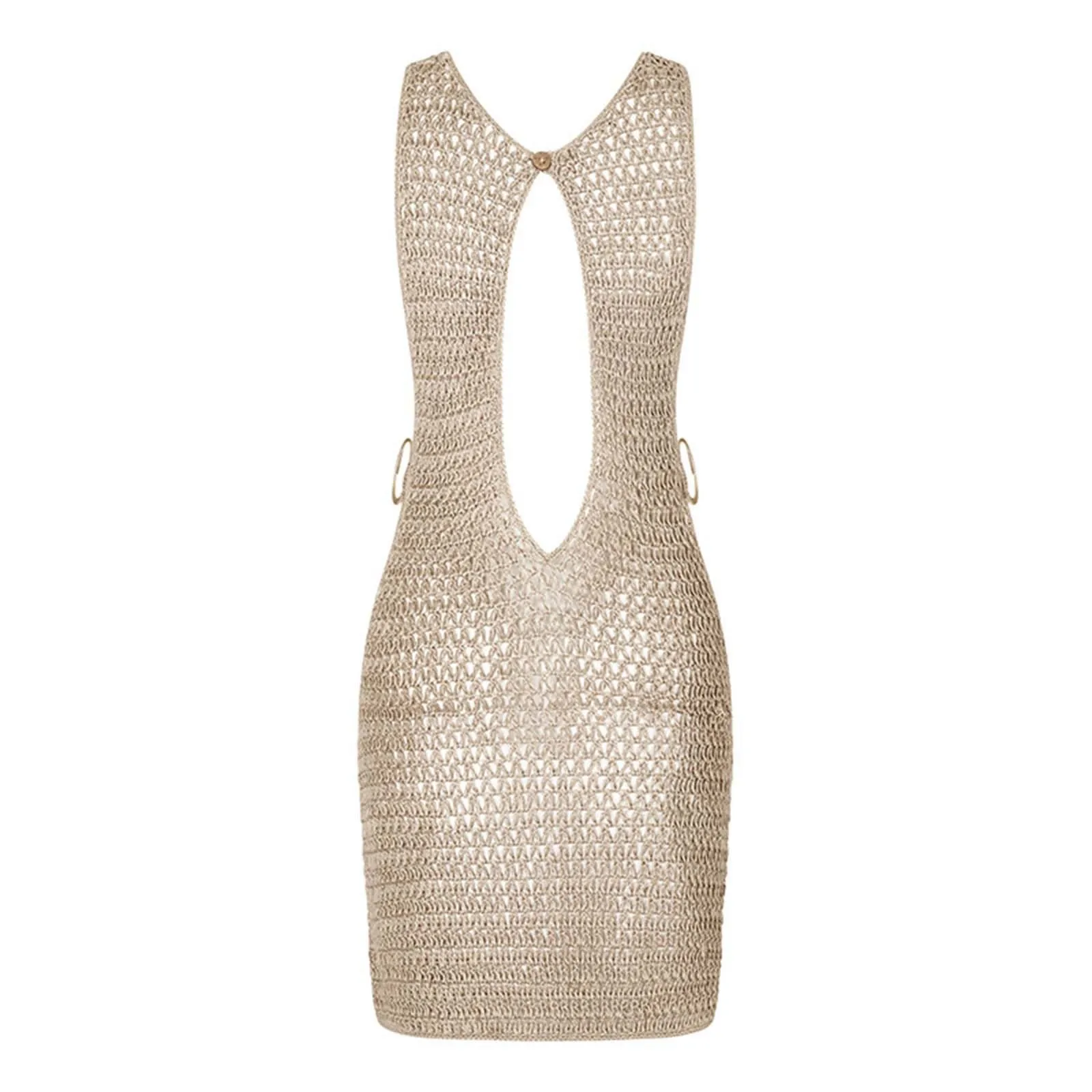Crochet Knit Backless Beach Cover-Up - Image 5