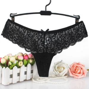 Floral Embroidered Lace Thong